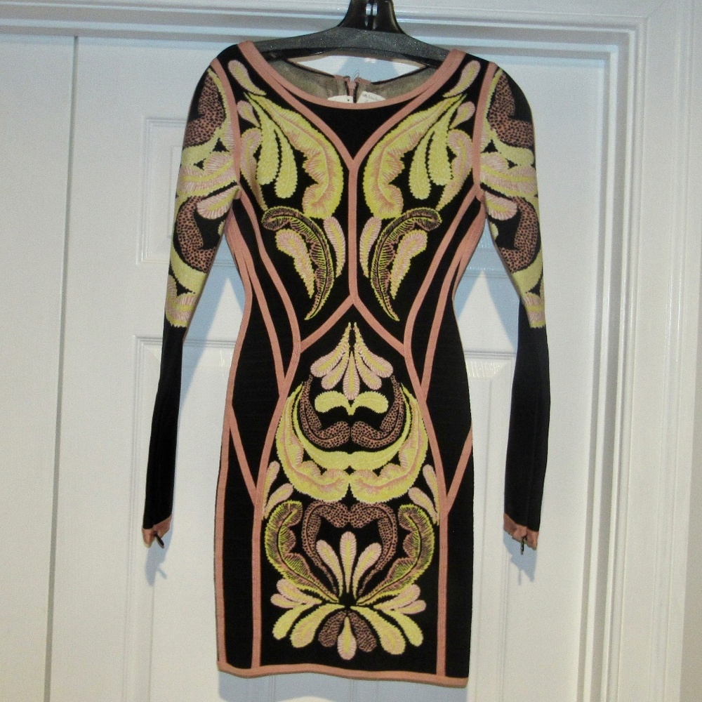 HERVE LEGER $3400 NEW BODYCON Mini DRESS Medium